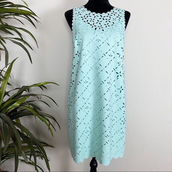 Camille La Vie Faux Leather Laser Cut Sleeveless Dres